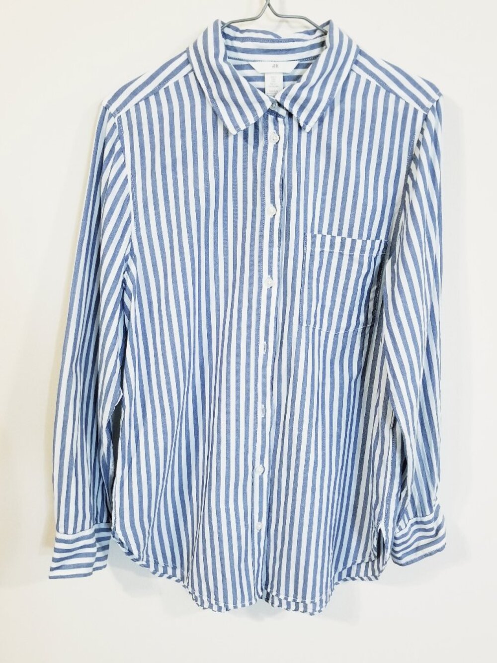 H&M Women’s 100% Cotton Blue White Stripe Button Down - Small